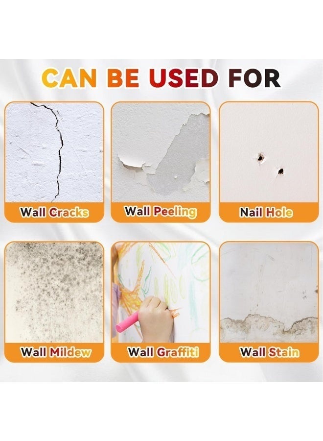 500g Wall Repair Putty with Built-in Roller Brush - Instant Repair Putty for Wall Cracks, Holes, Scratches, and Stains - Quick-Drying, Mold-Resistant - White - Image 4